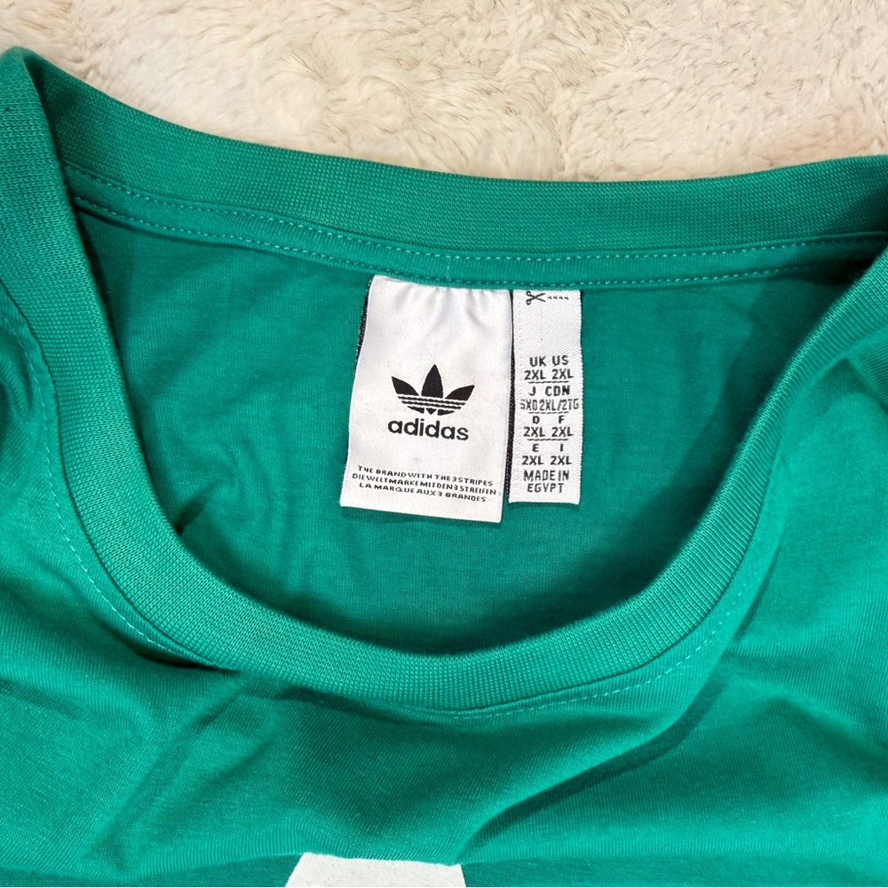adidas Green Trefoil Short Sleeve Tee with White Logo - Picture 3 of 7